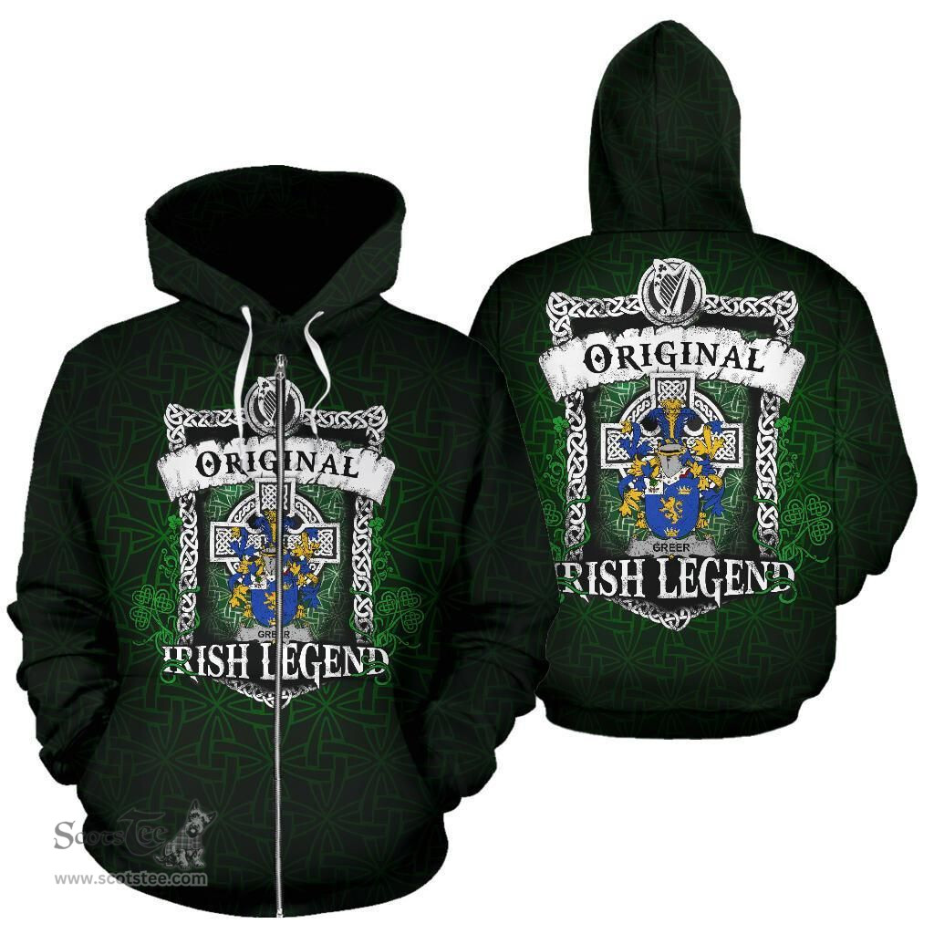 Irish Greer Coat of Arms Family Crest Ireland Hoodie Original Irish Legend Hoodie