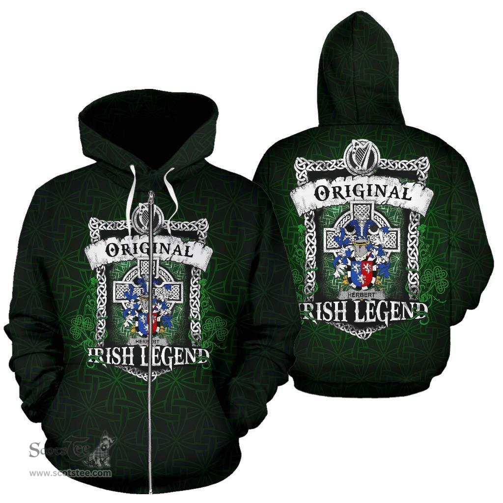 Irish Herbert Coat of Arms Family Crest Ireland Hoodie Original Irish Legend Hoodie