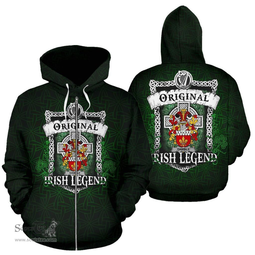 Irish Gamble Coat of Arms Family Crest Ireland Hoodie Original Irish Legend Hoodie