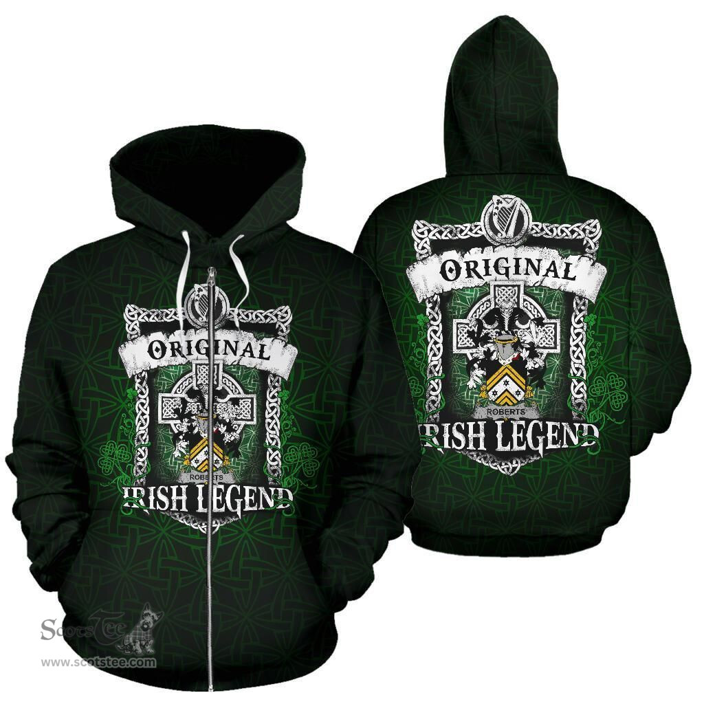 Irish Roberts Coat of Arms Family Crest Ireland Hoodie Original Irish Legend Hoodie