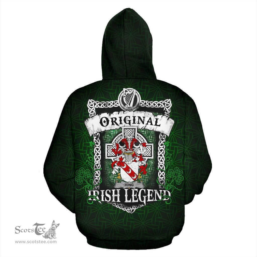 Irish Ring or O'Ring Coat of Arms Family Crest Ireland Hoodie Original Irish Legend Hoodie