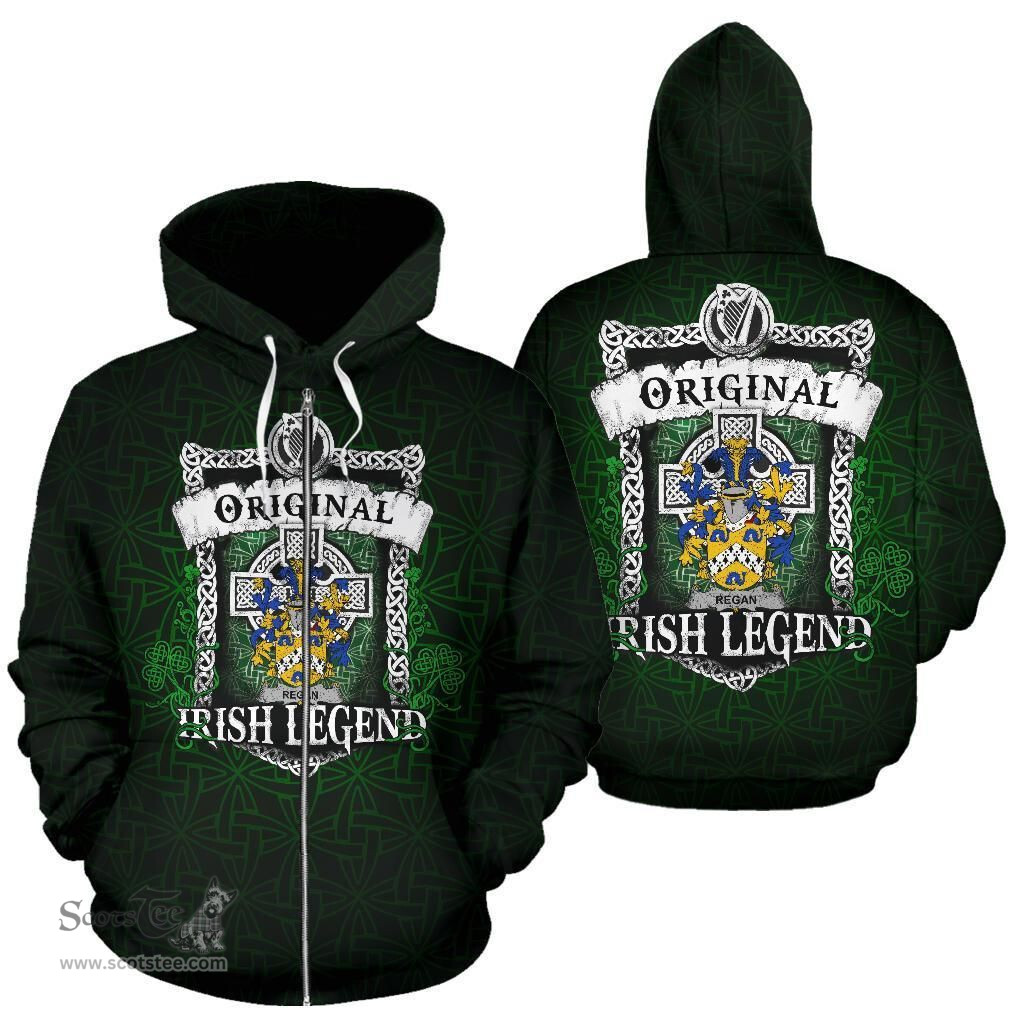 Irish Regan or O'Regan Coat of Arms Family Crest Ireland Hoodie Original Irish Legend Hoodie
