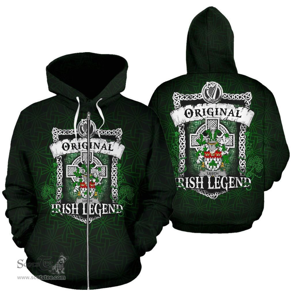 Irish Leech Coat of Arms Family Crest Ireland Hoodie Original Irish Legend Hoodie