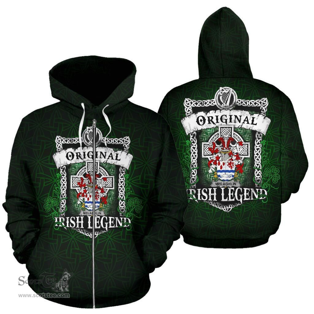 Irish Melaghlin or O'Melaghlin Coat of Arms Family Crest Ireland Hoodie Original Irish Legend Hoodie