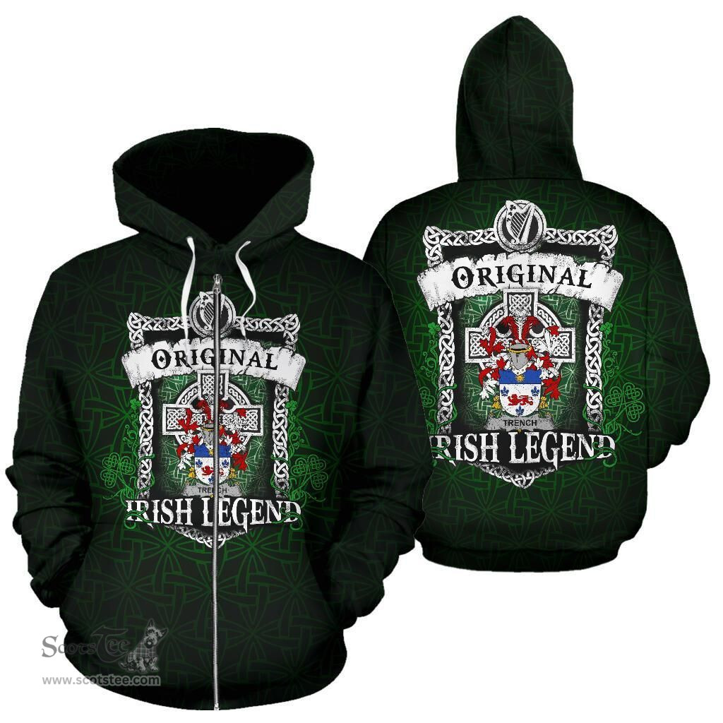Irish Trench Coat of Arms Family Crest Ireland Hoodie Original Irish Legend Hoodie