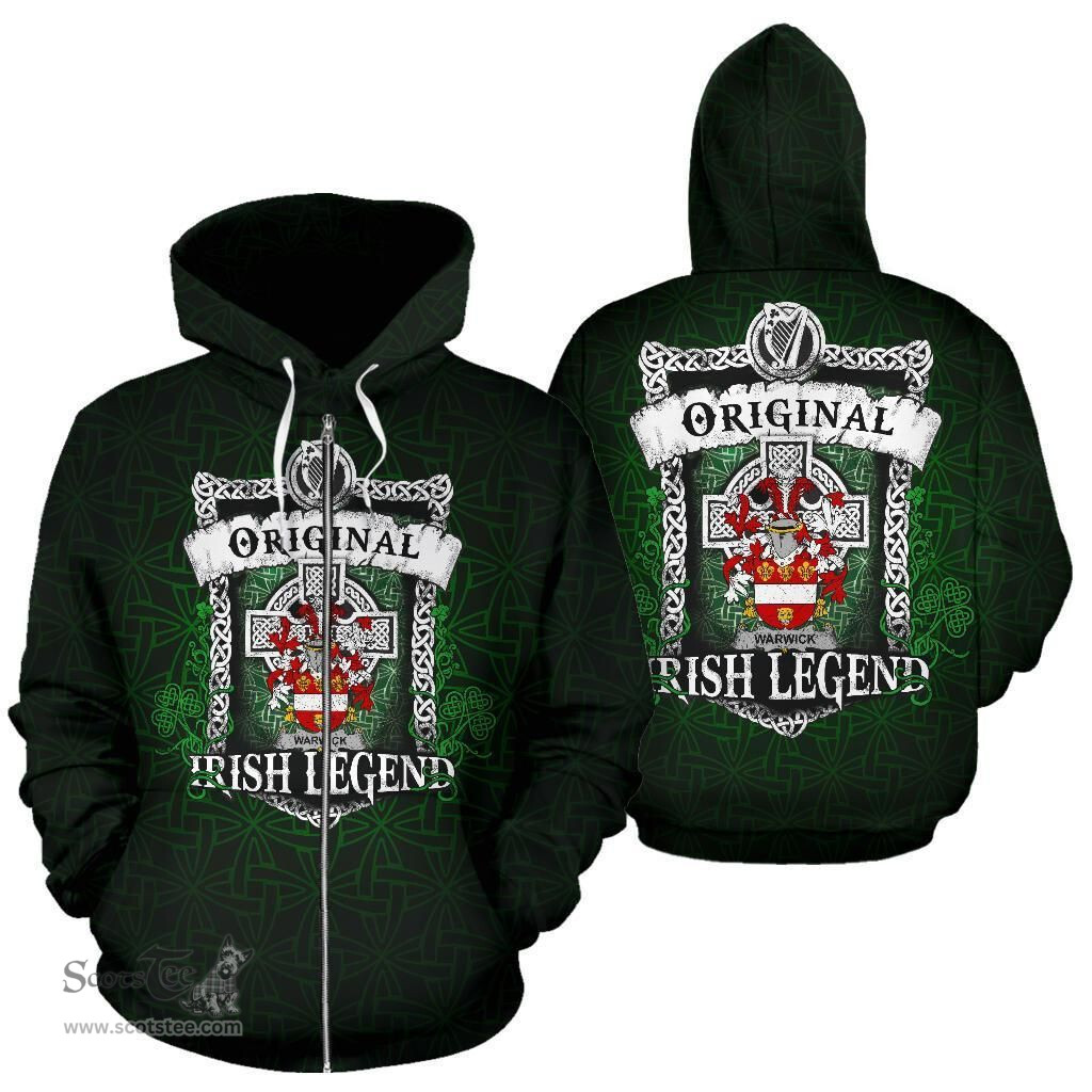 Irish Warwick Coat of Arms Family Crest Ireland Hoodie Original Irish Legend Hoodie