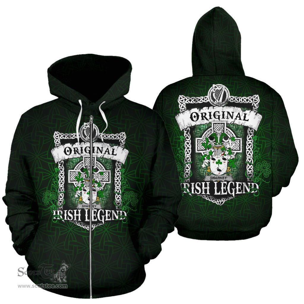Irish Sharkey or O'Sharkey Coat of Arms Family Crest Ireland Hoodie Original Irish Legend Hoodie