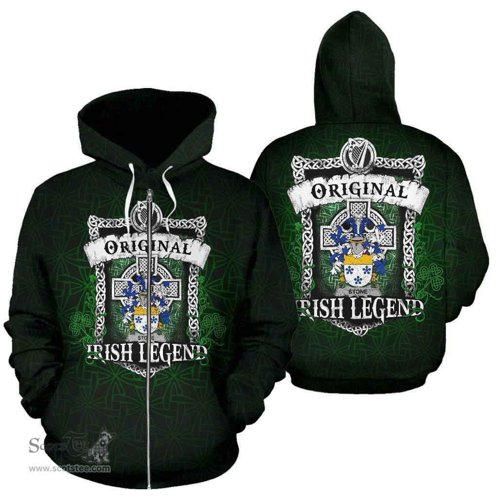 Irish Stone Coat of Arms Family Crest Ireland Hoodie Original Irish Legend Hoodie