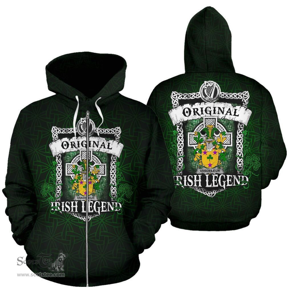 Irish Vandeleur Coat of Arms Family Crest Ireland Hoodie Original Irish Legend Hoodie