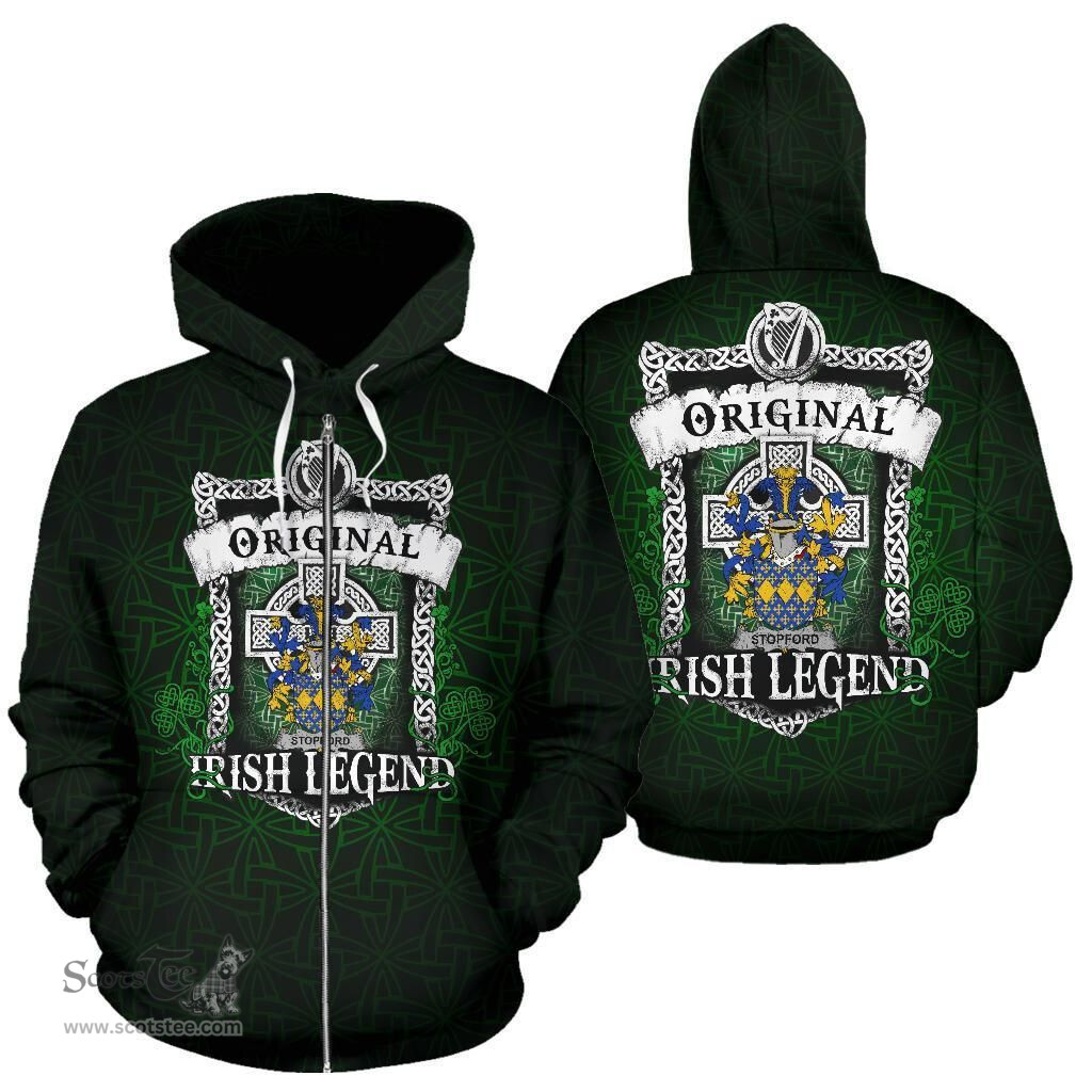 Irish Stopford Coat of Arms Family Crest Ireland Hoodie Original Irish Legend Hoodie