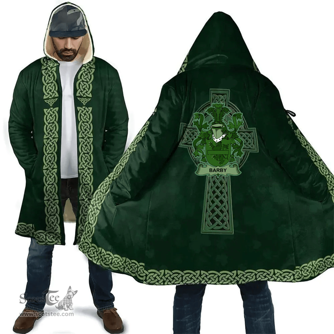 Irish Barby Coat of Arms Irish Cloak Hooded Cape Coat Irish Cross with Celtic Knot and Claddagh Ring