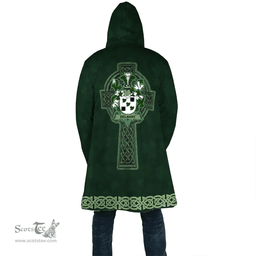 Irish Delahay Coat of Arms Irish Cloak Hooded Cape Coat Irish Cross with Celtic Knot and Claddagh Ring