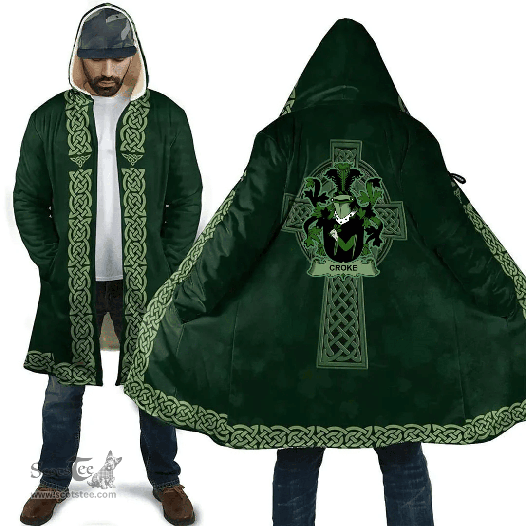 Irish Croke Coat of Arms Irish Cloak Hooded Cape Coat Irish Cross with Celtic Knot and Claddagh Ring