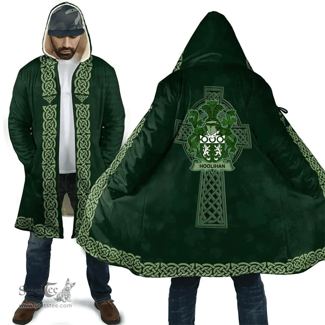 Irish House of DARCY Coat of Arms Irish Cloak Hooded Cape Coat Irish Cross with Celtic Knot and Claddagh Ring