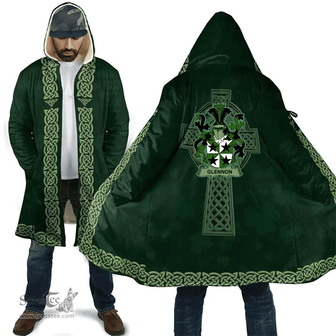 Irish Fennell or O Fennell Coat of Arms Irish Cloak Hooded Cape Coat Irish Cross with Celtic Knot and Claddagh Ring