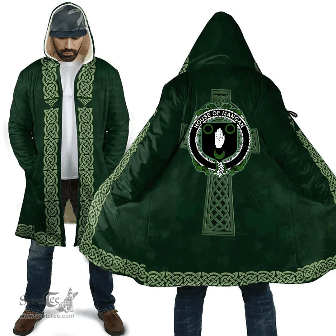 Irish Garland or McGartland Coat of Arms Irish Cloak Hooded Cape Coat Irish Cross with Celtic Knot and Claddagh Ring