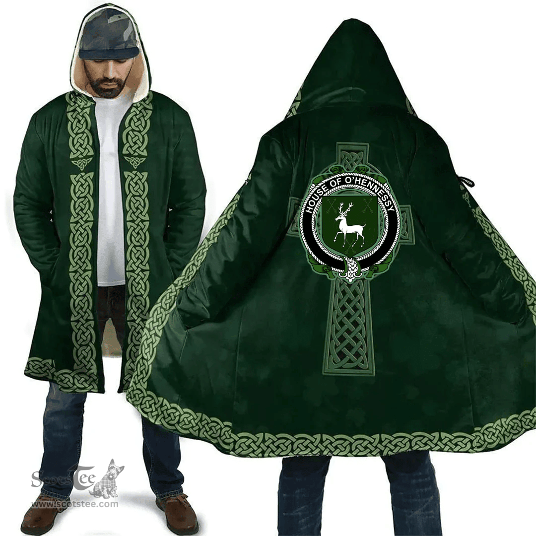Irish Hamley Coat of Arms Irish Cloak Hooded Cape Coat Irish Cross with Celtic Knot and Claddagh Ring