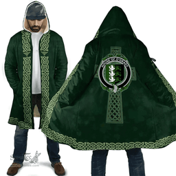 Irish Hale or McHale Coat of Arms Irish Cloak Hooded Cape Coat Irish Cross with Celtic Knot and Claddagh Ring