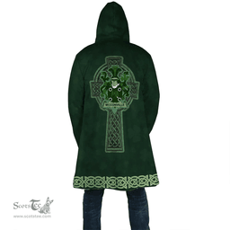 Irish McConville Coat of Arms Irish Cloak Hooded Cape Coat Irish Cross with Celtic Knot and Claddagh Ring