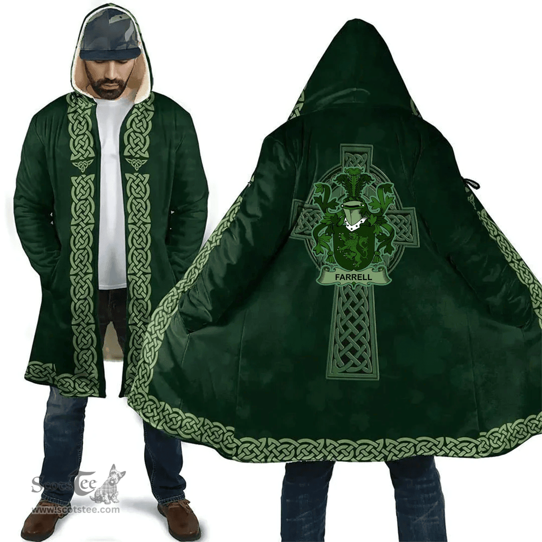 Irish Merwood Coat of Arms Irish Cloak Hooded Cape Coat Irish Cross with Celtic Knot and Claddagh Ring
