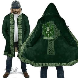 Irish House of O MULLAN Coat of Arms Irish Cloak Hooded Cape Coat Irish Cross with Celtic Knot and Claddagh Ring