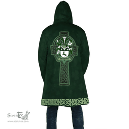 Irish McDevitt Coat of Arms Irish Cloak Hooded Cape Coat Irish Cross with Celtic Knot and Claddagh Ring