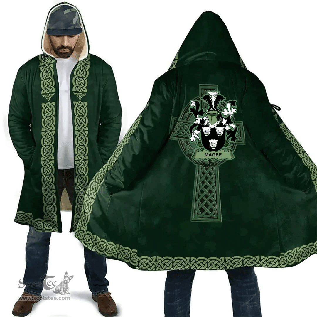 Irish Keefe or O Keefe Coat of Arms Irish Cloak Hooded Cape Coat Irish Cross with Celtic Knot and Claddagh Ring