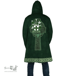 Irish Laurence Coat of Arms Irish Cloak Hooded Cape Coat Irish Cross with Celtic Knot and Claddagh Ring