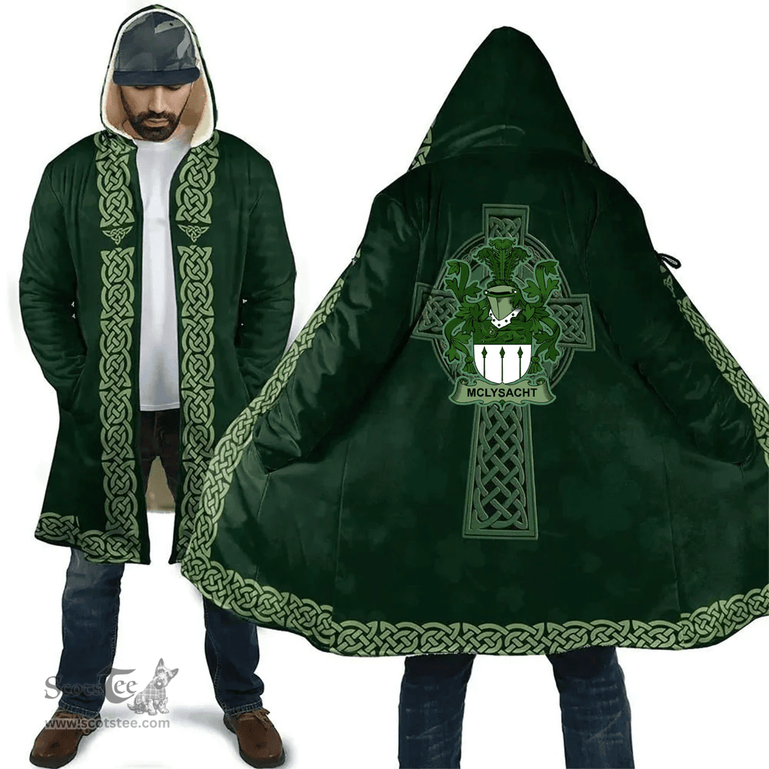 Irish Lucas or Luke Coat of Arms Irish Cloak Hooded Cape Coat Irish Cross with Celtic Knot and Claddagh Ring