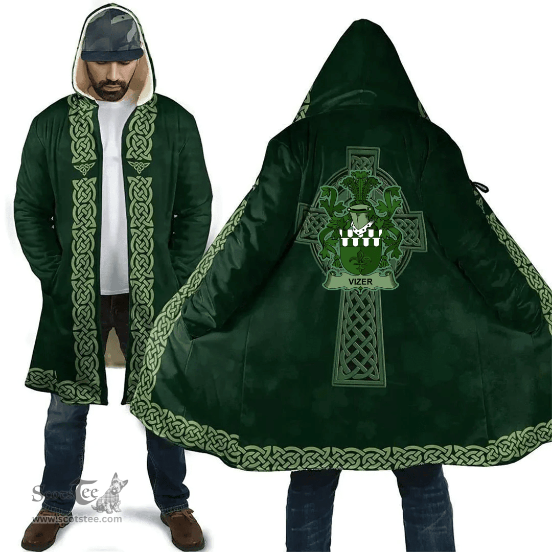 Irish Vizer Coat of Arms Irish Cloak Hooded Cape Coat Irish Cross with Celtic Knot and Claddagh Ring