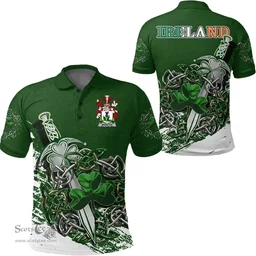 Irish Webster Family Crest Ireland Polo Shirt Irish Shamrock and Sword Polo Shirt