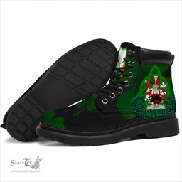 Irish Athy Coat of Arms Family Crest Irish Boots with Knot And Shamrock All Season Boots