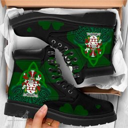 Irish Bagley or Begley Coat of Arms Family Crest Irish Boots with Knot And Shamrock All Season Boots