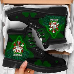 Irish Donlevy or O Donlevy Coat of Arms Family Crest Irish Boots with Knot And Shamrock All Season Boots