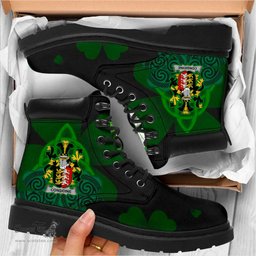 Irish Considine or McConsidine Coat of Arms Family Crest Irish Boots with Knot And Shamrock All Season Boots