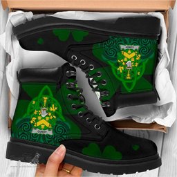 Irish Curdy or McCurdy Coat of Arms Family Crest Irish Boots with Knot And Shamrock All Season Boots