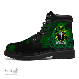 Irish Gillman Coat of Arms Family Crest Irish Boots with Knot And Shamrock All Season Boots