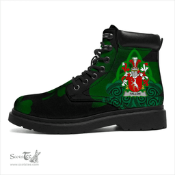 Irish Fallon or O Fallon Coat of Arms Family Crest Irish Boots with Knot And Shamrock All Season Boots