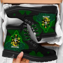 Irish Francis Coat of Arms Family Crest Irish Boots with Knot And Shamrock All Season Boots