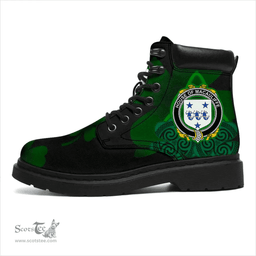 Irish House of MACAULIFFE Coat of Arms Family Crest Irish Boots with Knot And Shamrock All Season Boots