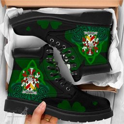 Irish Gilbert Coat of Arms Family Crest Irish Boots with Knot And Shamrock All Season Boots