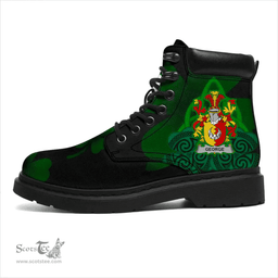 Irish George Coat of Arms Family Crest Irish Boots with Knot And Shamrock All Season Boots