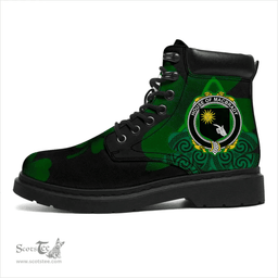 Irish House of MACBRADY Coat of Arms Family Crest Irish Boots with Knot And Shamrock All Season Boots