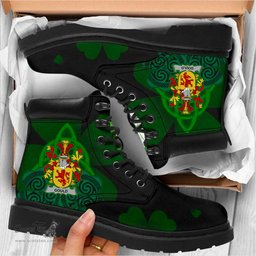 Irish Gould Coat of Arms Family Crest Irish Boots with Knot And Shamrock All Season Boots