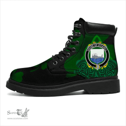 Irish House of O CAHILL Coat of Arms Family Crest Irish Boots with Knot And Shamrock All Season Boots