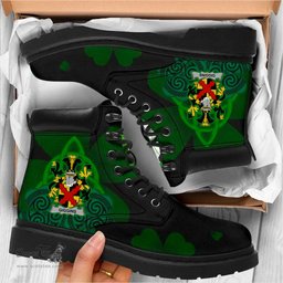 Irish Giggins Coat of Arms Family Crest Irish Boots with Knot And Shamrock All Season Boots
