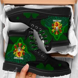 Irish Hale or McHale Coat of Arms Family Crest Irish Boots with Knot And Shamrock All Season Boots
