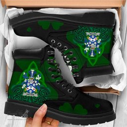 Irish Hatton or McIlhatton Coat of Arms Family Crest Irish Boots with Knot And Shamrock All Season Boots