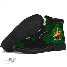 Irish Keyes Coat of Arms Family Crest Irish Boots with Knot And Shamrock All Season Boots