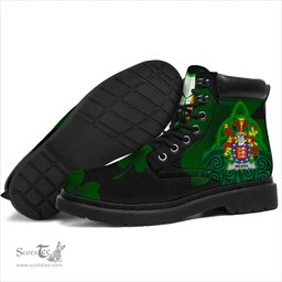 Irish Meara or O Mara Coat of Arms Family Crest Irish Boots with Knot And Shamrock All Season Boots